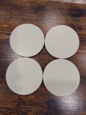 Crofton Coasters Set Of 4 - Beige Stoneware - Mid Century Modern - Heavy Duty